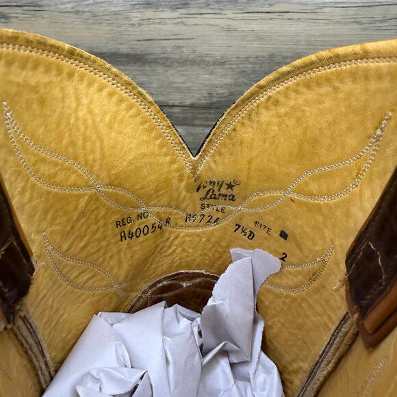 Tony Lama Men - Size 7.5D - Vintage Two Tone Marbled Brown Cowboy Boots H9726 main image 9